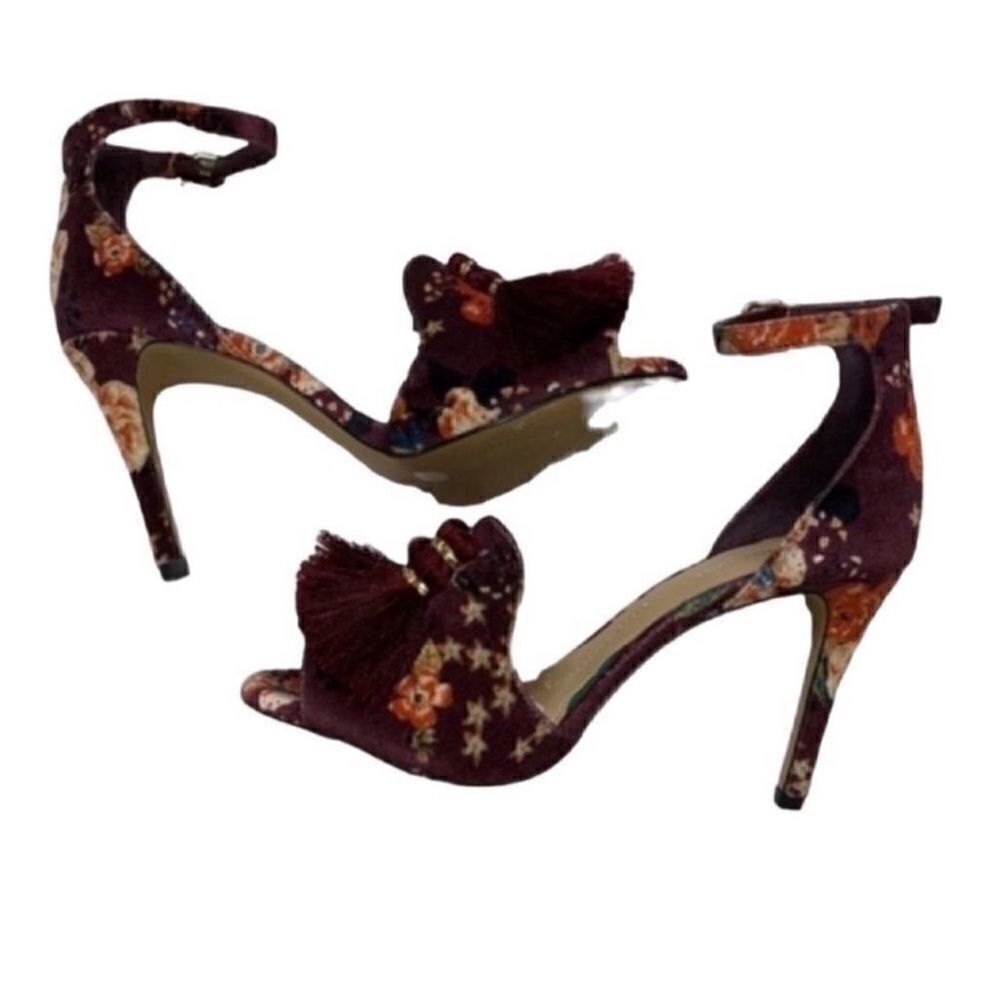 Gianni Bini Floral Print Burgundy Suede Open Toe
Pumps(Size 7) - Picture 7 of 9